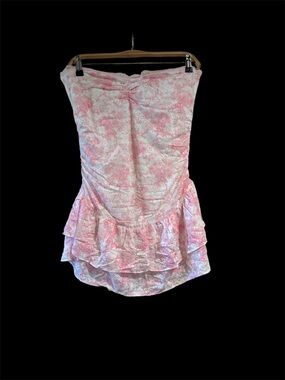 Pink X LoveShackFancy Strapless Lace Mini Dress M NWT